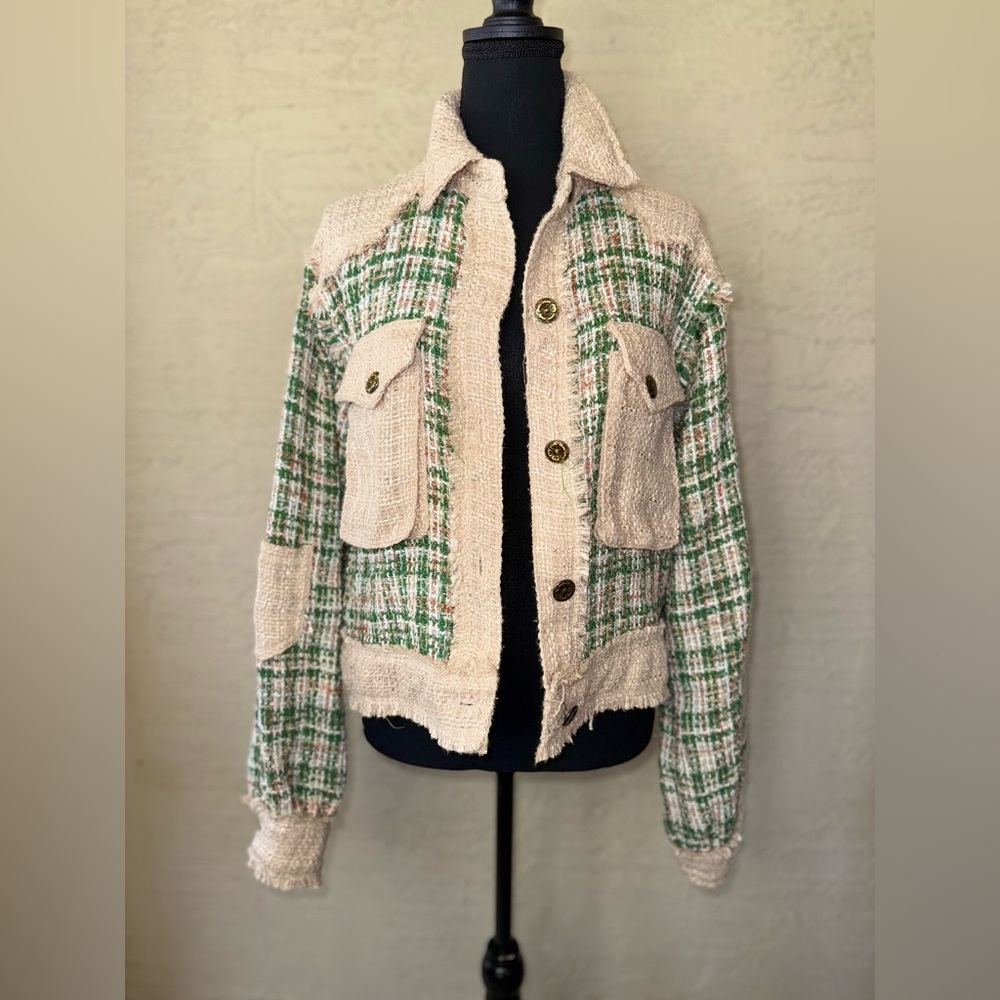 POL Tweed Plaid Jacket | Frayed Trim | Preppy Boutique Style | Size Small - Picture 3 of 12